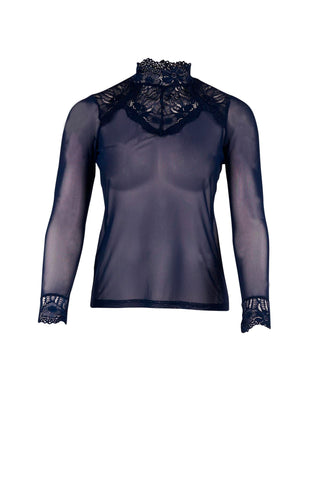 MESH TOP WITH LACE DETAILS